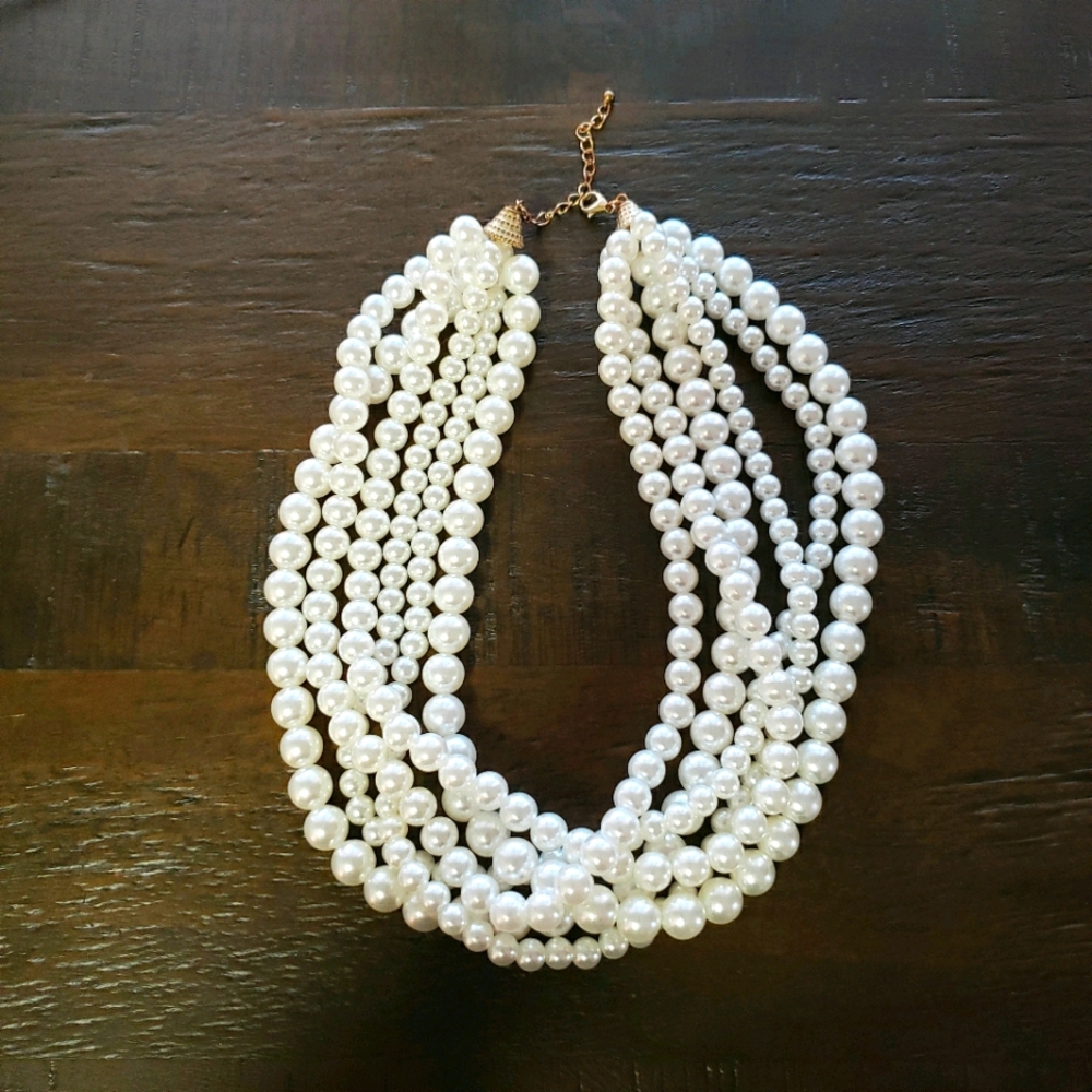Six String Faux Pearl Necklace
